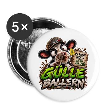 Gülle Baller n Kuh Humor - Buttons groß 56 mm (5er Pack) - Weiß - Vorne