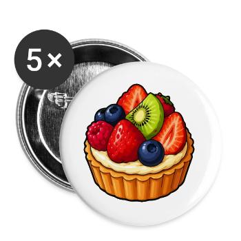 Beerenfrucht Törtchen Muster - Buttons groß 56 mm (5er Pack) - Weiß - Vorne