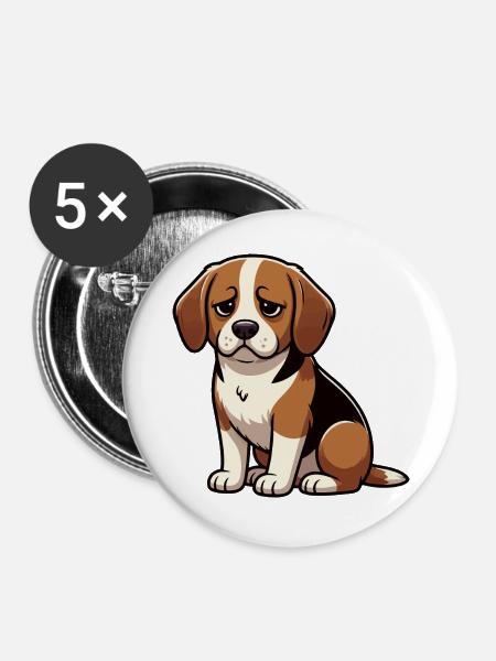 Beagle Beaglebesitzer Beaglehalter beaglehund - Buttons groß 56 mm (5er Pack) - Weiß