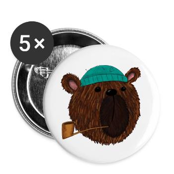 Kapitän Bär der alte Seebär - Buttons groß 56 mm (5er Pack) - Weiß - Vorne