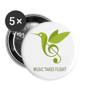 Music Takes Flight – Kolibri Musik Design - Buttons groß 56 mm (5er Pack) - Weiß - Vorne