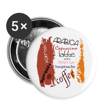 Kaffee  - Buttons groß 56 mm (5er Pack) - Weiß - Vorne