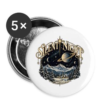 Silent Night - Saturn and Stars - Buttons groß 56 mm (5er Pack) - Weiß - Vorne