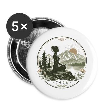  Meditation Yoga Relaxing Pilates Spiritual-Sport - Buttons groß 56 mm (5er Pack) - Weiß - Vorne