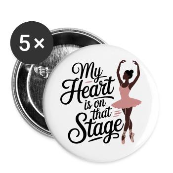 Herz auf der Bühne Ballett - Buttons groß 56 mm (5er Pack) - Weiß - Vorne