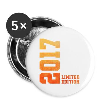 9. Geburtstag limited edition 2017 jahrgang 2017 - Buttons groß 56 mm (5er Pack) - Weiß - Vorne