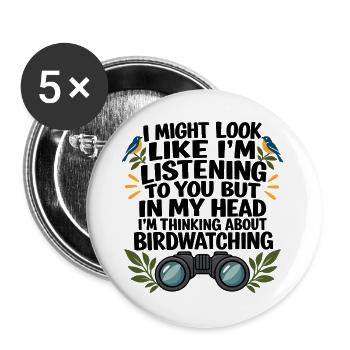 Vogelbeobachter, Vogelliebhaber, Naturliebhaber, Kunst - Buttons groß 56 mm (5er Pack) - Weiß - Vorne