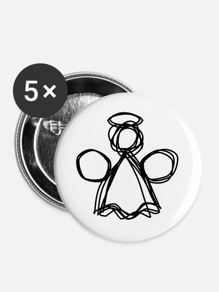 Weihnachtsengel handgezeichnet - Buttons groß 56 mm (5er Pack) - Weiß