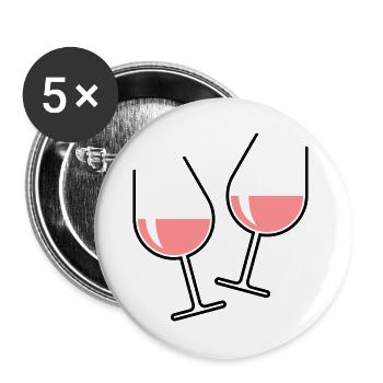 2 Roséweingläser Prosten Zu, Wein Bauchig Offen 2C - Buttons groß 56 mm (5er Pack) - Weiß - Vorne