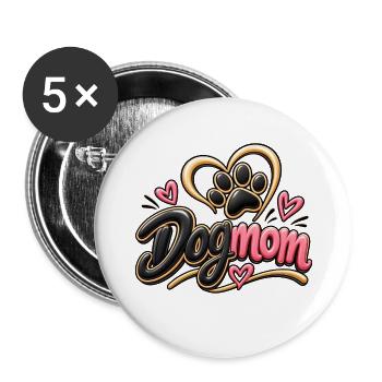 Hundemama Herzdesign - Buttons groß 56 mm (5er Pack) - Weiß - Vorne