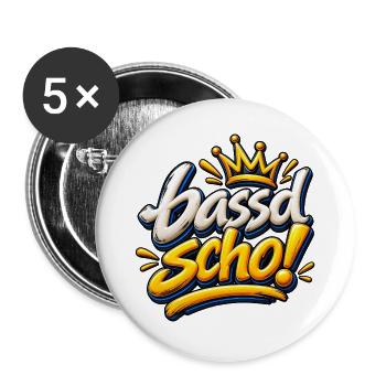 Bassd Scho Graffiti Krone Design - Buttons groß 56 mm (5er Pack) - Weiß - Vorne