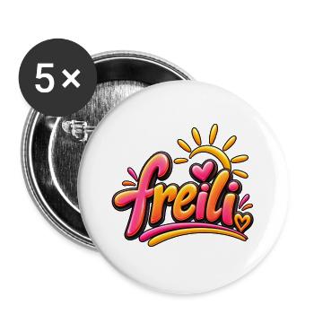 Freili Sonnenherz Neon-Design - Buttons groß 56 mm (5er Pack) - Weiß - Vorne