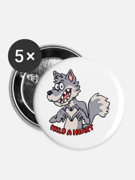 Wild A Heart - Buttons groß 56 mm (5er Pack) - Weiß