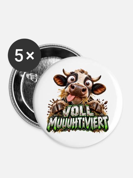 Voll Muuhhtviert Kuh Cartoon - Buttons groß 56 mm (5er Pack) - Weiß