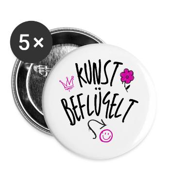 Kunst beflügelt – Pink-schwarzes Graffiti-Motiv - Buttons groß 56 mm (5er Pack) - Weiß - Vorne