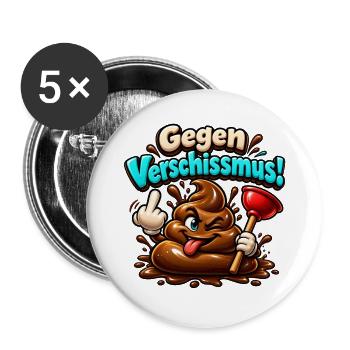 Gegen Verschissmus - braun - gegen Faschismus - Buttons groß 56 mm (5er Pack) - Weiß - Vorne