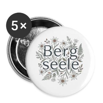 Bergseele Alpenblumen Wandern Berge Natur - Buttons groß 56 mm (5er Pack) - Weiß - Vorne