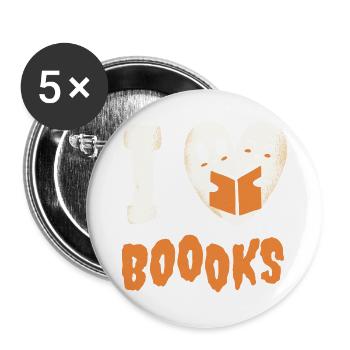 Ich liebe Boooks - Buttons groß 56 mm (5er Pack) - Weiß - Vorne