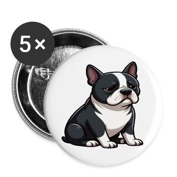 Boston Terrier Boston terrier besitzer Bostie - Buttons groß 56 mm (5er Pack) - Weiß - Vorne