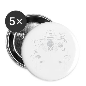 Mafia-Affe rauchende Zigarre - Buttons groß 56 mm (5er Pack) - Weiß - Vorne