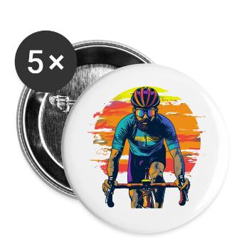 Radsport Sonnenuntergang - Buttons groß 56 mm (5er Pack) - Weiß - Vorne