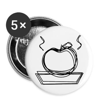 Bratapfel handgezeichnet - Buttons groß 56 mm (5er Pack) - Weiß - Vorne