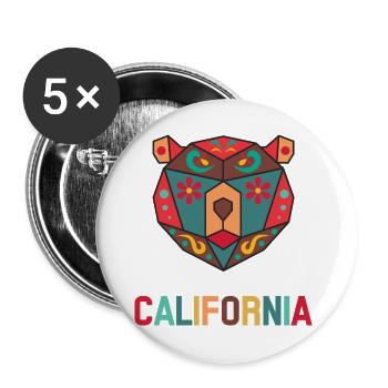 Kalifornien Bärenkopf Geometric California USA - Buttons groß 56 mm (5er Pack) - Weiß - Vorne