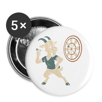 Darts Ziege Triple Zwanzig Kneipe Dartspieler - Buttons groß 56 mm (5er Pack) - Weiß - Vorne