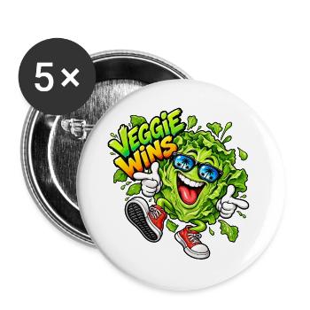 Cooler Salat - Buttons groß 56 mm (5er Pack) - Weiß - Vorne