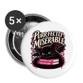 Purr-fectly Miserable Katze - Buttons groß 56 mm (5er Pack) - Weiß - Vorne