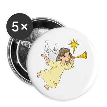 Cartoonish_angel_is_playing_the_flute - Buttons groß 56 mm (5er Pack) - Weiß - Vorne