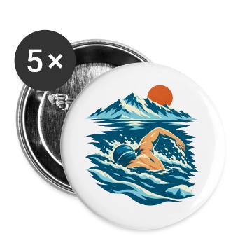 Eisbaden Bergsee - Buttons groß 56 mm (5er Pack) - Weiß - Vorne