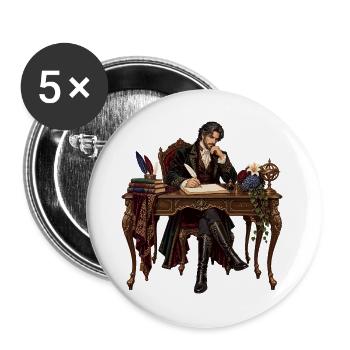 Literat am Barocktisch - Buttons groß 56 mm (5er Pack) - Weiß - Vorne