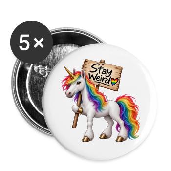 Stay weird ! - Buttons groß 56 mm (5er Pack) - Weiß - Vorne