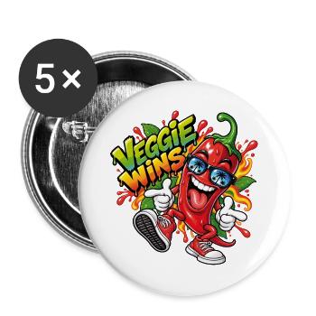Lustige Peperoni - Buttons groß 56 mm (5er Pack) - Weiß - Vorne
