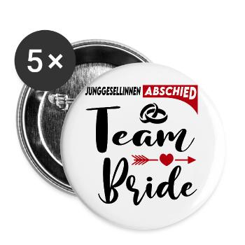 Junggesellinnenabschied Team Bride Hochzeit Ringe - Buttons groß 56 mm (5er Pack) - Weiß - Vorne