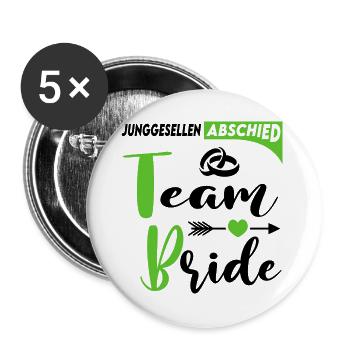 Junggesellenabschied Team Bride Hochzeit Ringe - Buttons groß 56 mm (5er Pack) - Weiß - Vorne