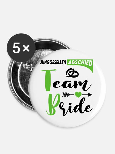Junggesellenabschied Team Bride Hochzeit Ringe - Buttons groß 56 mm (5er Pack) - Weiß