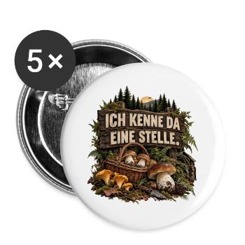 Pilzsammler - Buttons groß 56 mm (5er Pack) - Weiß - Vorne