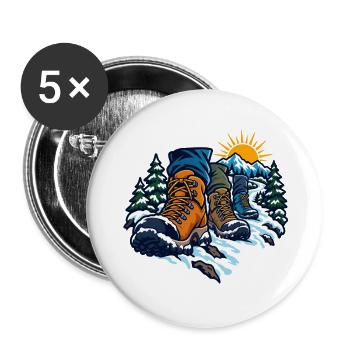 Winterwandergruppe – Gemeinsam auf neuen Wegen - Buttons groß 56 mm (5er Pack) - Weiß - Vorne