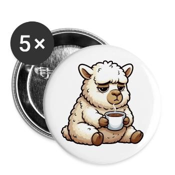 Alpaka lama Alpakabesitzer Alpakaliebhaber Lamas - Buttons groß 56 mm (5er Pack) - Weiß - Vorne