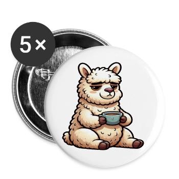 Alpaka lama Alpakabesitzer Alpakaliebhaber Lamas - Buttons groß 56 mm (5er Pack) - Weiß - Vorne