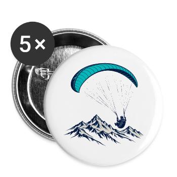 Blauer Berggipfel Paragleiten - Buttons groß 56 mm (5er Pack) - Weiß - Vorne
