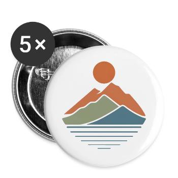 Minimalistische Berg Landschaft Natur Spruch Shirt - Buttons groß 56 mm (5er Pack) - Weiß - Vorne