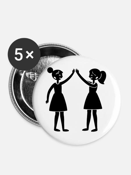 Freundinnen - Buttons groß 56 mm (5er Pack) - Weiß