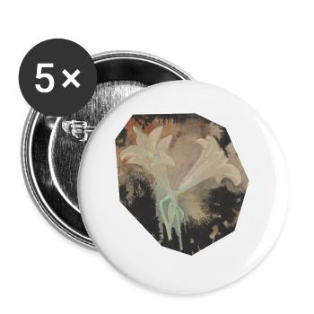 Vintage_White_Lilies_Watercolor_Art - Buttons groß 56 mm (5er Pack) - Weiß - Vorne