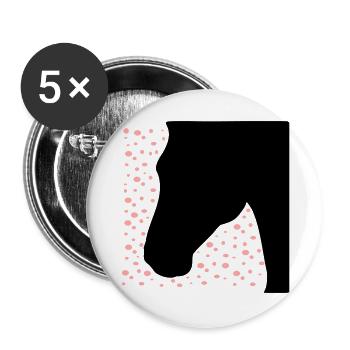 Pferd Punkte - Buttons groß 56 mm (5er Pack) - Weiß - Vorne