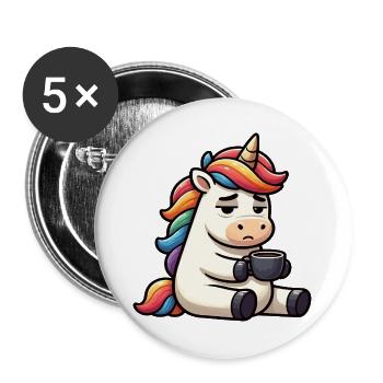Einhorn Einhörner Einhornfan Einhornliebhaber - Buttons groß 56 mm (5er Pack) - Weiß - Vorne