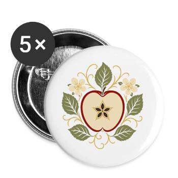 Magischer Apfel mit Pentagramm Symbol - Buttons groß 56 mm (5er Pack) - Weiß - Vorne