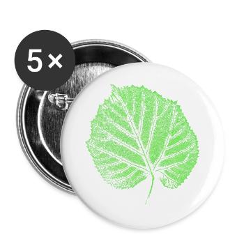 Haselnussblatt / Blätter & Natur - Botanisch - Buttons groß 56 mm (5er Pack) - Weiß - Vorne